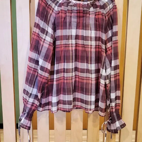 [BUNJANG] Vivienne Westwood Brown Check Frill Blouse / 비비안웨스트우드 블라우스