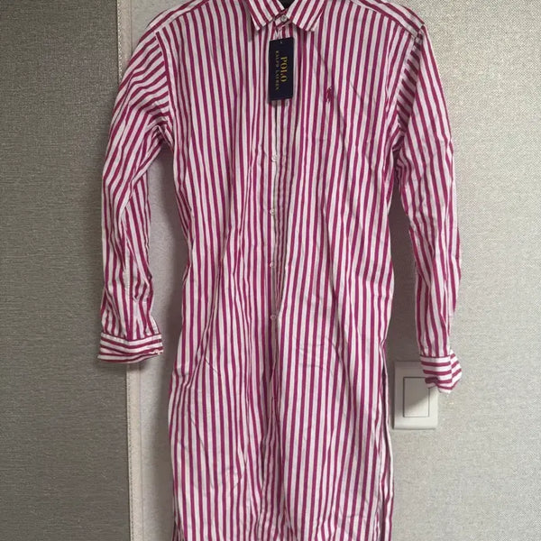 [BUNJANG] Polo Ralph Lauren Pink Stripe Shirt Dress / 폴로 랄프로렌 핑크 스트라이프 셔츠 원피스 0