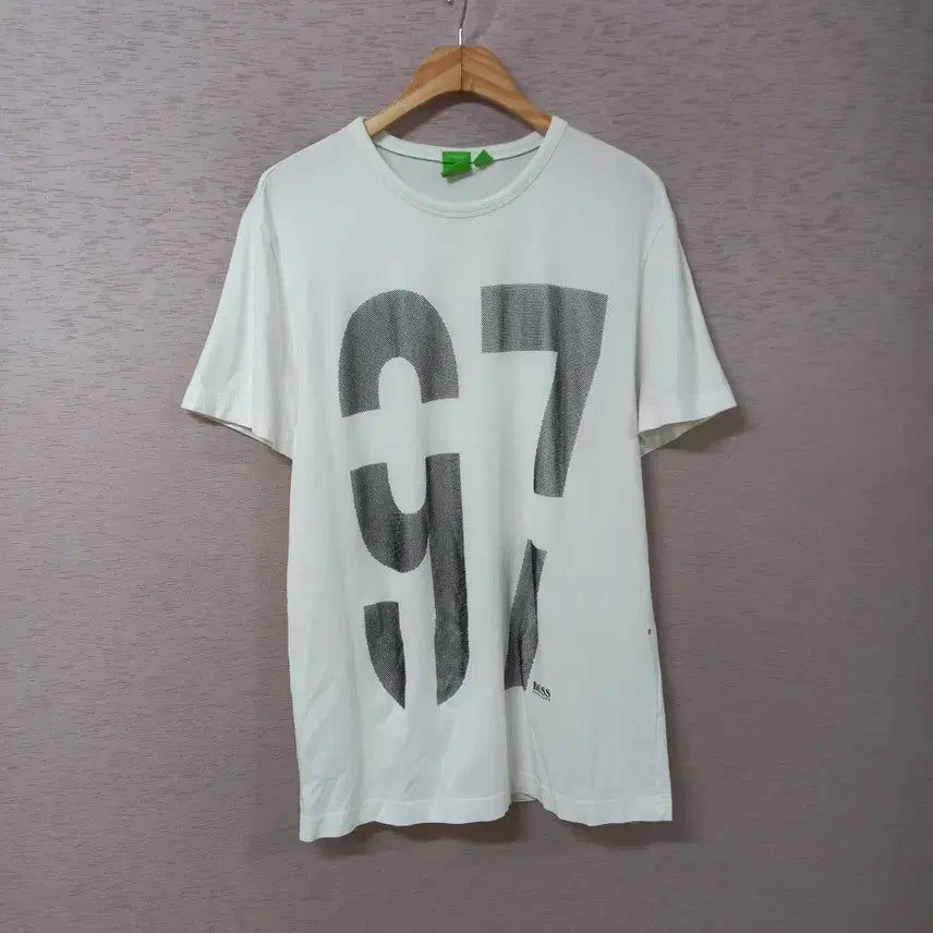 [BUNJANG] Hugo Boss Ivory Short-Sleeve T-Shirt Men's / B8-6/휴고보스 아이보리 장식 반팔티 남성