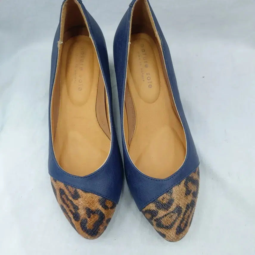 [BUNJANG] Nature Sole 230 Navy Leopard Heel 5cm / 네이쳐솔 230 네이비 레오파드 힐 굽5