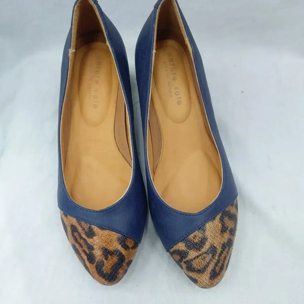 [BUNJANG] Nature Sole 230 Navy Leopard Heel 5cm / 네이쳐솔 230 네이비 레오파드 힐 굽5