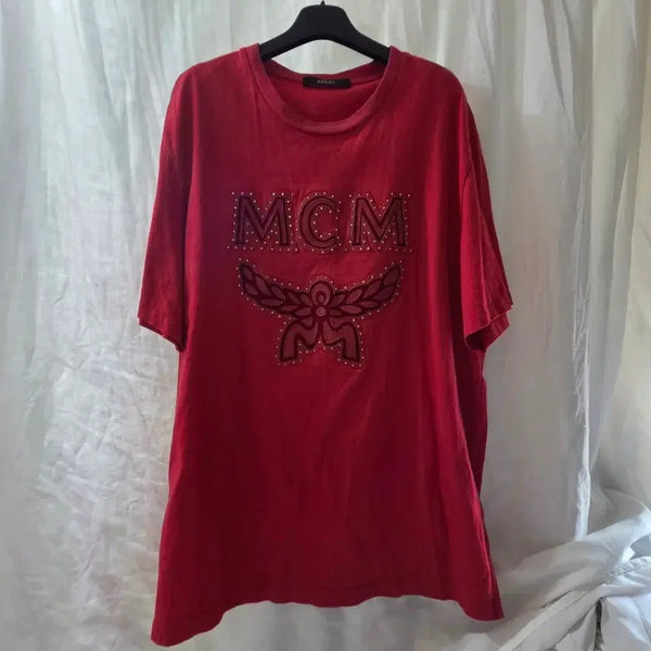 [BUNJANG] MCM Logo Short Sleeve T-Shirt Red 2XL / MCM 로고 반팔 티셔츠 레드 2XL