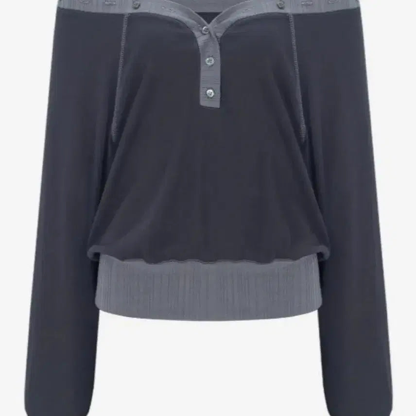 [BUNJANG] Please No Follow Ari Button Long Sleeve Top Dusty Charcoal / 플리즈노팔로우 Ari Button Long Sleeve Top