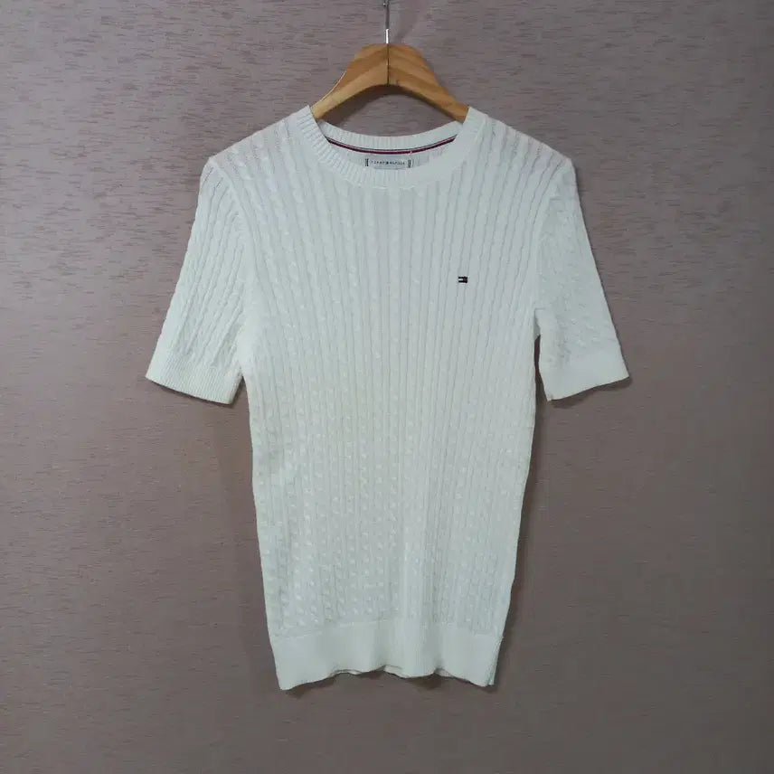 [BUNJANG] Tommy Hilfiger White Cable Knit T-Shirt XS / B8-6/토미힐피거 화이트 꽈배기 니트티