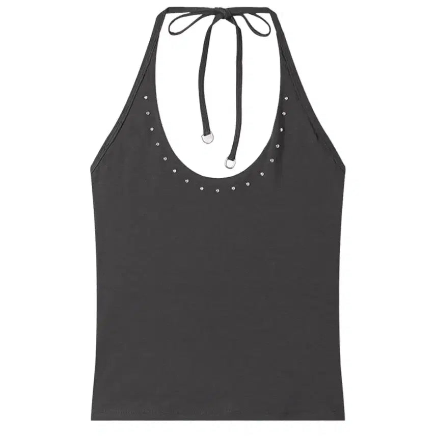 [BUNJANG] Mixxo Halterneck Sleeveless Top Charcoal M Size / [새상품]미쏘 홀터넥나시