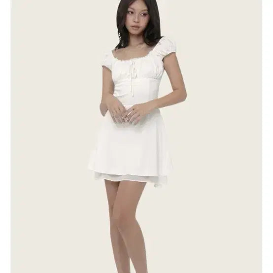 [BUNJANG] Kleesier Chloe Ribbon Dress White (M) / 클리시어 Chloe ribbon dress M
