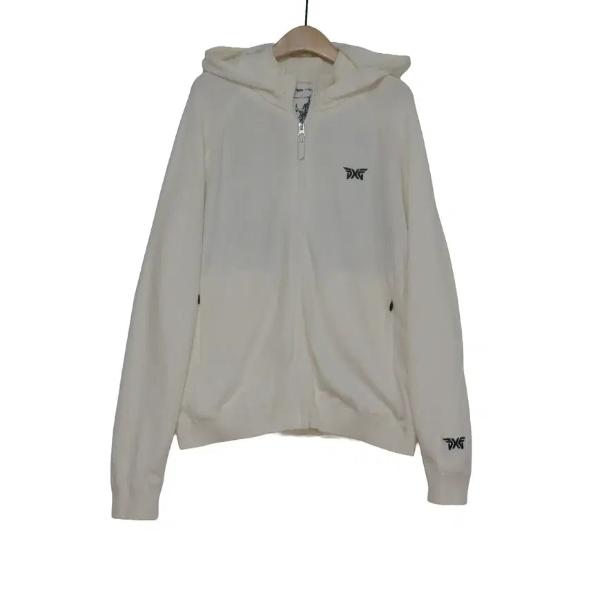 [BUNJANG] PXG 100% Cashmere Hooded Knit Zip-Up XL Golf Wear White / PXG 캐시미어100 후드 니트 집업 XL 골프 니트 화이트