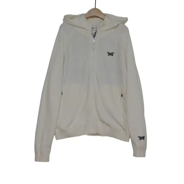 [BUNJANG] PXG 100% Cashmere Hooded Knit Zip-Up XL Golf Wear White / PXG 캐시미어100 후드 니트 집업 XL 골프 니트 화이트