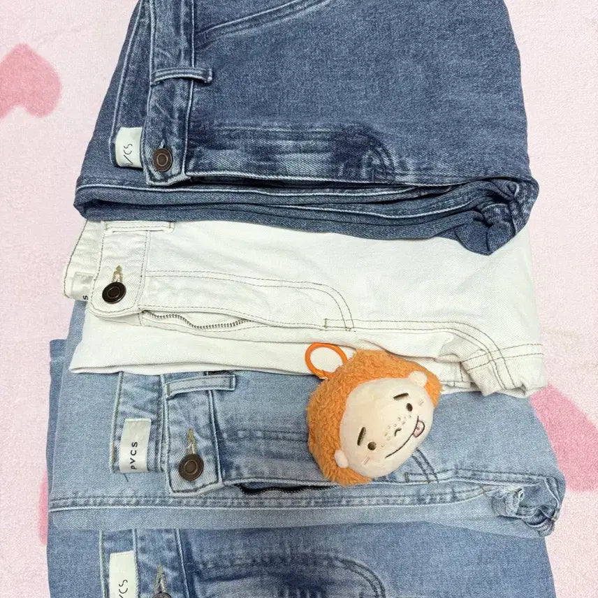 [BUNJANG] Plain Wide Denim Pants Set (4 pcs) / Pvcs 플레인와이드데님 외 총4개