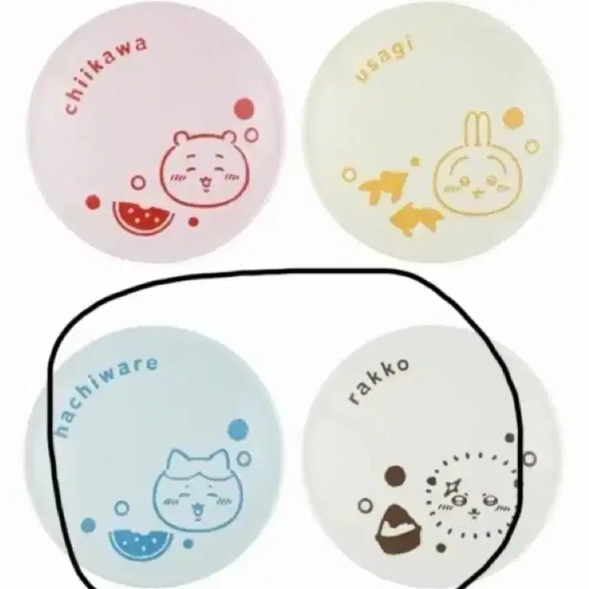 [BUNJANG] Chiikawa Animai Summer Lottery Hachi & Raccho Plate Set / 치이카와 애니마이 여름 쿠지 하치 랏코 접시 세트