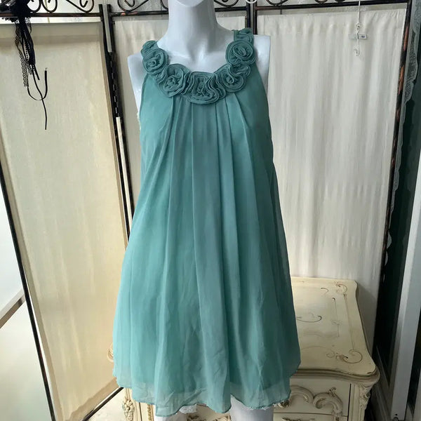 [BUNJANG] Vintage Mint Rose Shirring Frill One-Piece Dress / mint rose shirring frill onepiece