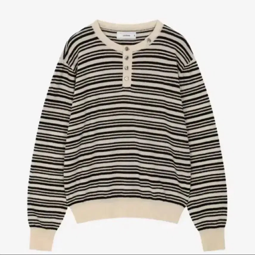[BUNJANG] Waveniss Striped Henry Neck Knit (Size 2) / 웨이비니스 스트라이프 헨리넥 니트 2사이즈 풀박스