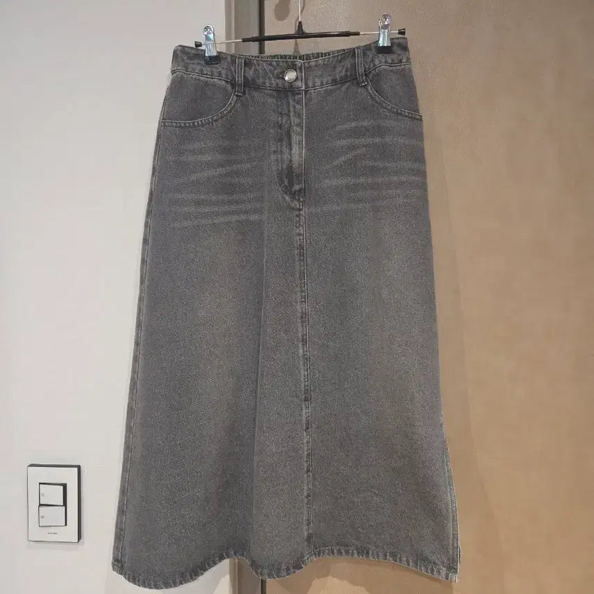 [BUNJANG] Grey Denim Long Skirt / 그레이 데님 스커트