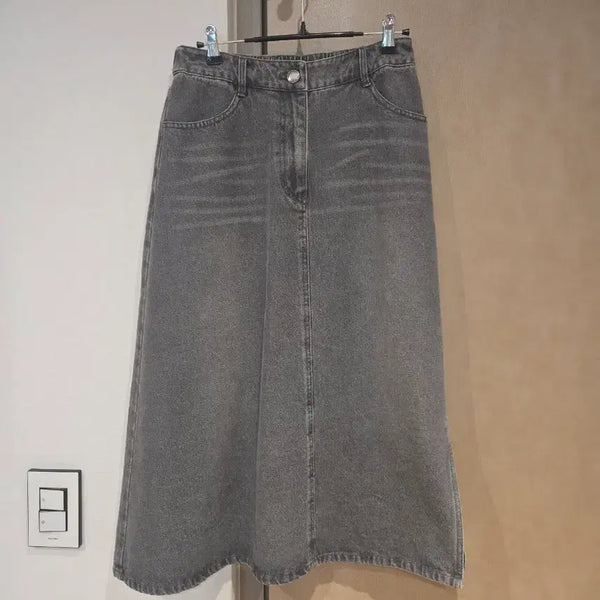 [BUNJANG] Grey Denim Long Skirt / 그레이 데님 스커트