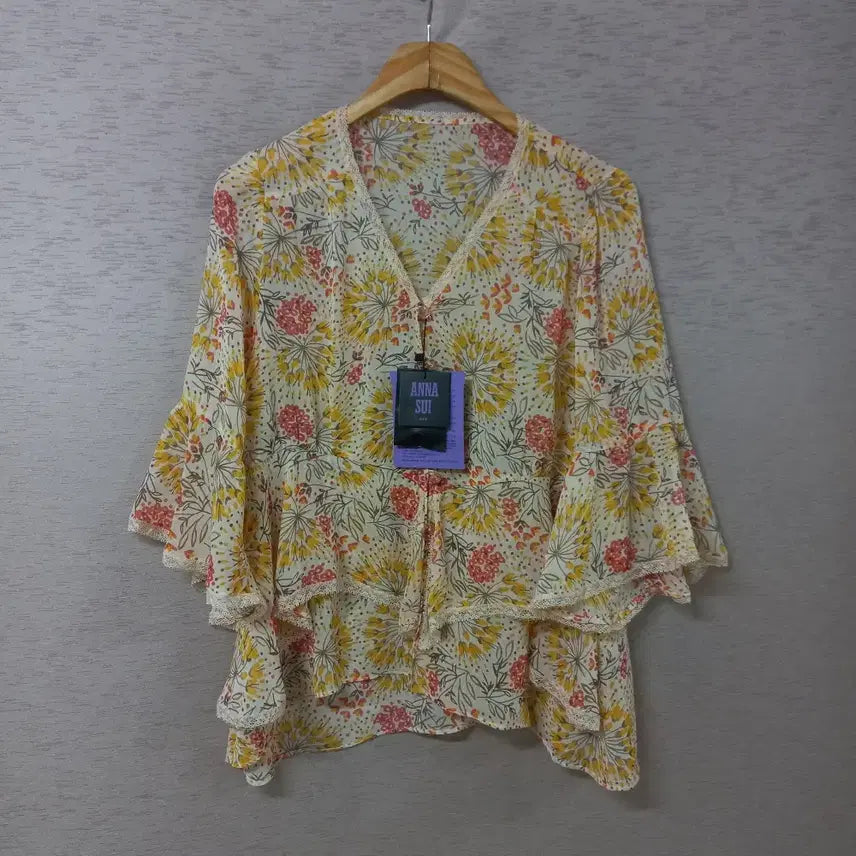 [BUNJANG] Anna Sui Unbalance Chiffon Print Blouse / B8-6/안나수이 언블란스 쉬폰 프린트 블라우스 여성