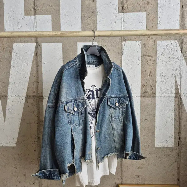 [BUNJANG] Cutting Loose Fit Denim Jacket / 컷팅 루즈핏 청자켓