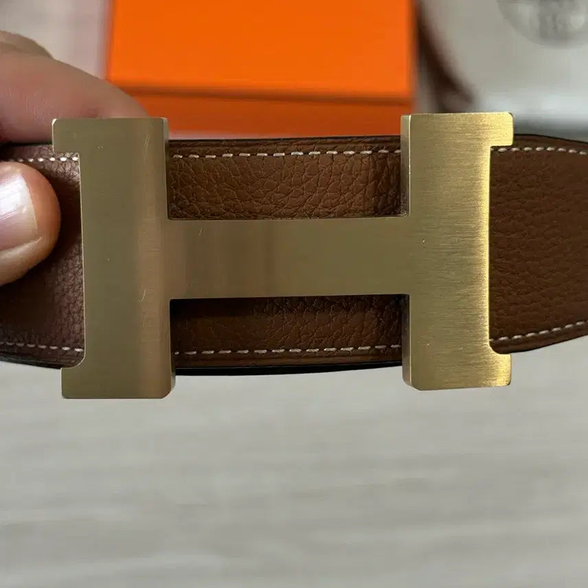 [BUNJANG] Hermes H Buckle Belt Brown Gold / 에르메스 H 버클 벨트 브라운 금장