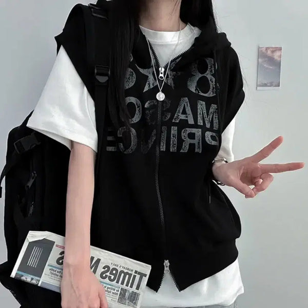 [BUNJANG] Hooded Zip-Up Vest / 후드집업조끼