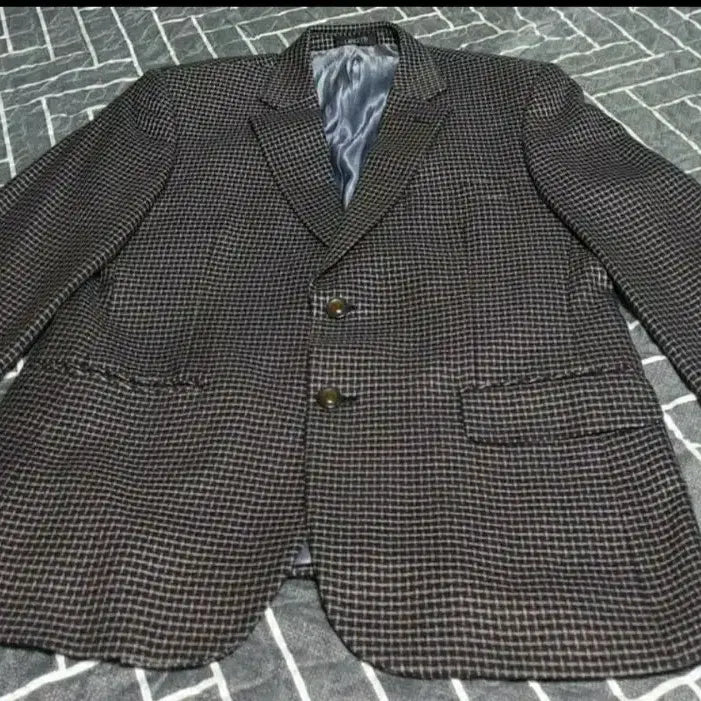 [BUNJANG] LANCETTI by Milano Shine Silk Blend Gingham Check Classic Blazer / (빈티지) 란체티 by 밀라노 샤인실크 혼방 깅엄체크 클래식 블레이저(L)