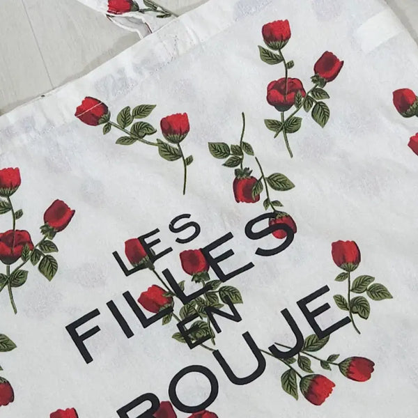 [BUNJANG] Rouje Rose Pattern Large Cotton Eco Bag / 프랑스 브랜드 Rouje 루즈 장미 패턴 대형 코튼 에코백