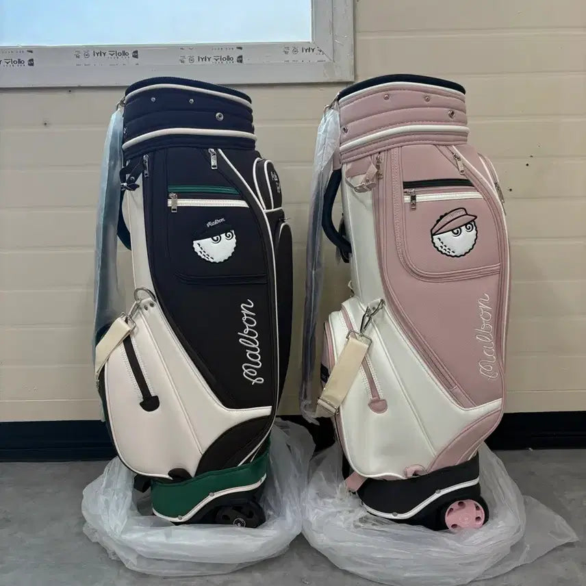 [BUNJANG] Malbon Trolley Caddy Bag with Wheels and Transparent Cover / 당일배송/ 말본 트롤리 캐디백 휠 골프백 투명커버 골프 가방 스포츠