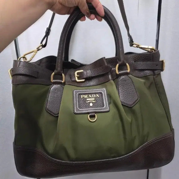 [BUNJANG] Prada Tessuto Nylon Shoulder Bag Khaki/Brown / 프라다정품가방