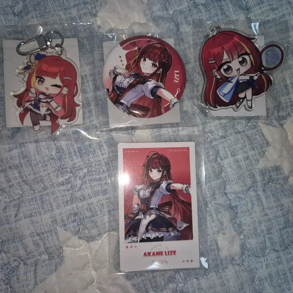 [BUNJANG] Stellive Akane & Rize Keyring & Badge Bundle Set / 스텔라이브 아카네 리제 키링 뱃지 일괄