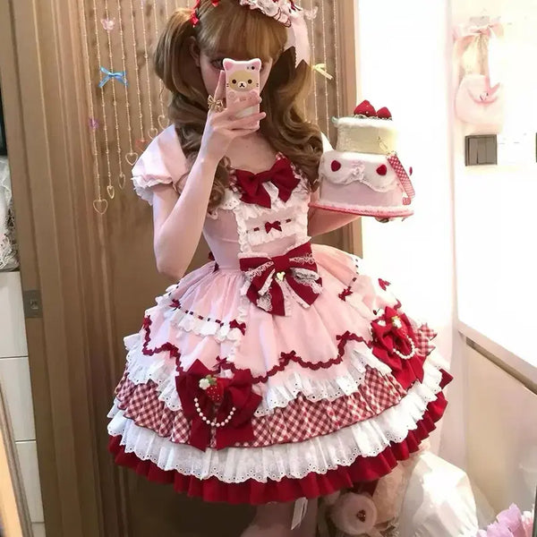 [BUNJANG] Strawberry Cream Lolita Dress / 딸기 크림 중브 로리타 원피스 컨셉졸사 졸사