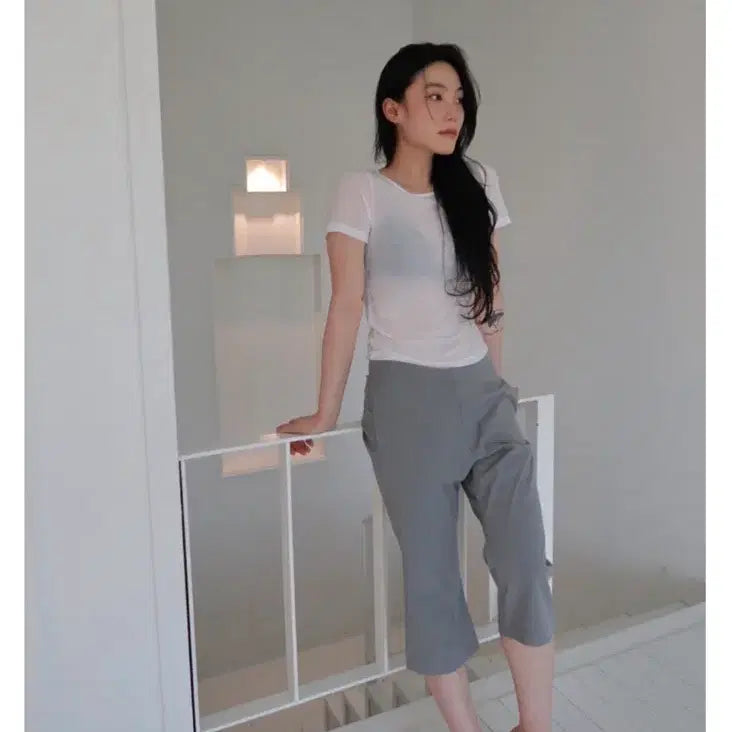 [BUNJANG] Hwae Bootcut Bermuda Pants Grey Size S / [새상품] 화애(Hwae) 부츠컷 버뮤다 팬츠 그레이 S사이즈