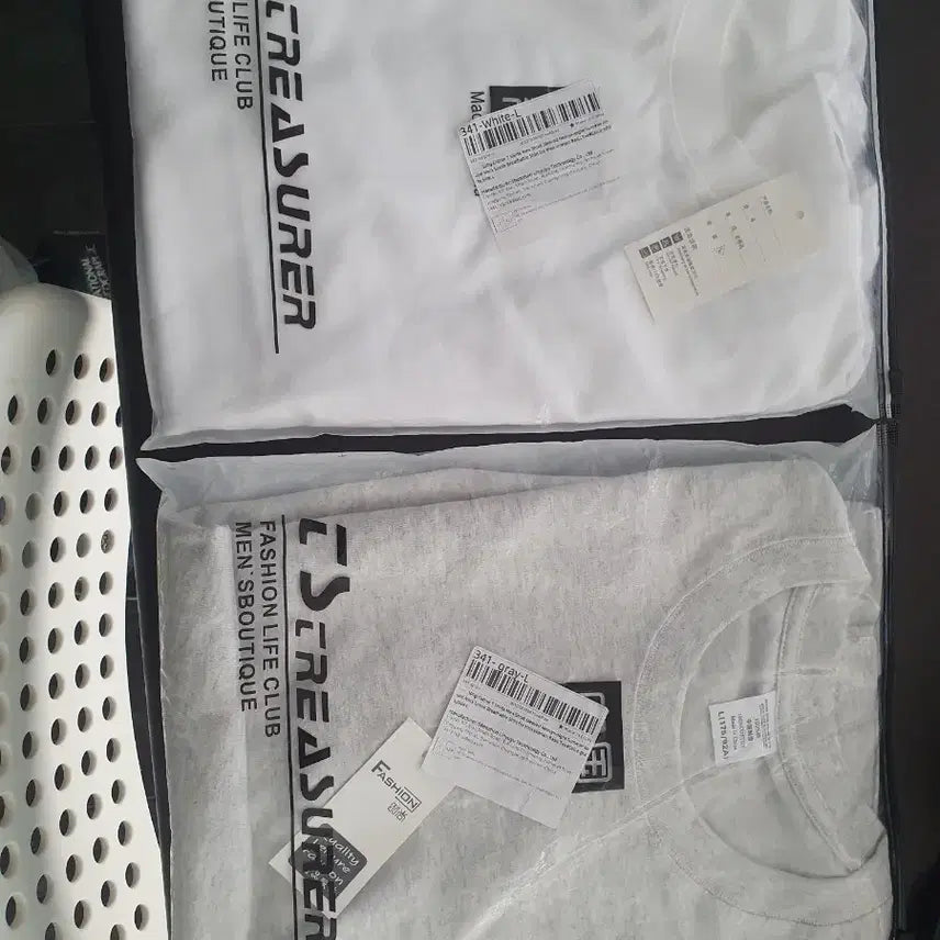 [BUNJANG] Bundle Set 2 White/Gray 100 Size T-Shirts / 새제품) 흰색/회색 100반팔티셔츠 2장일괄