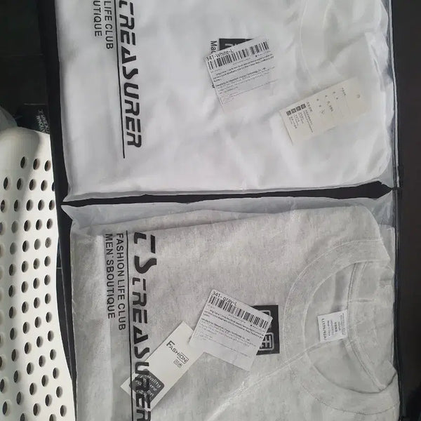 [BUNJANG] Bundle Set 2 White/Gray 100 Size T-Shirts / 새제품) 흰색/회색 100반팔티셔츠 2장일괄