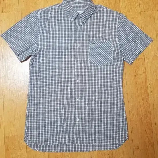[BUNJANG] Lacoste Slim Fit Stretch Check Short Sleeve Shirt - Size 95 / (백화점판/새옷수준) 라코스테 얇고 가벼운 슬림핏 스트레치 체크 반팔 셔츠, 95 정사이즈