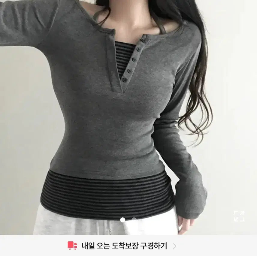 [BUNJANG] Ablhy Halterneck T-Shirt Charcoal / 에이블리 홀터넥 티셔츠 차콜