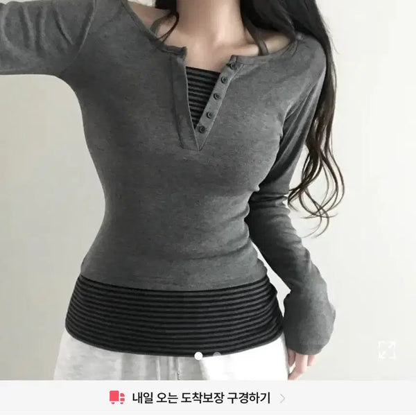 [BUNJANG] Ablhy Halterneck T-Shirt Charcoal / 에이블리 홀터넥 티셔츠 차콜