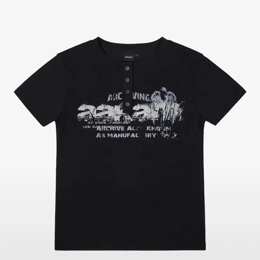 [BUNJANG] Arkam Mandarin Collar Short Sleeve T-Shirt / 아캄 헨리넥 반팔