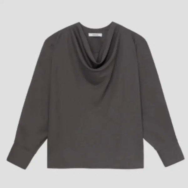 [BUNJANG] Mundal Drape Blouse Charcoal / 문달 드레이프 블라우스 Drape Blouse