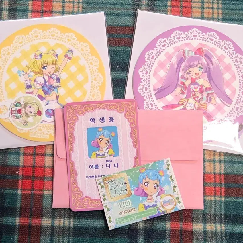 [BUNJANG] Pripara & Aikatsu Nina Student ID Card Bundle Set / 미래 라라 코스터 (프리파라 10주년)+ 아이엠스타 아이카츠 스타파라 2주치 특전 니나 학생증 일괄 판매