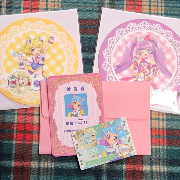 [BUNJANG] Pripara & Aikatsu Nina Student ID Card Bundle Set / 미래 라라 코스터 (프리파라 10주년)+ 아이엠스타 아이카츠 스타파라 2주치 특전 니나 학생증 일괄 판매