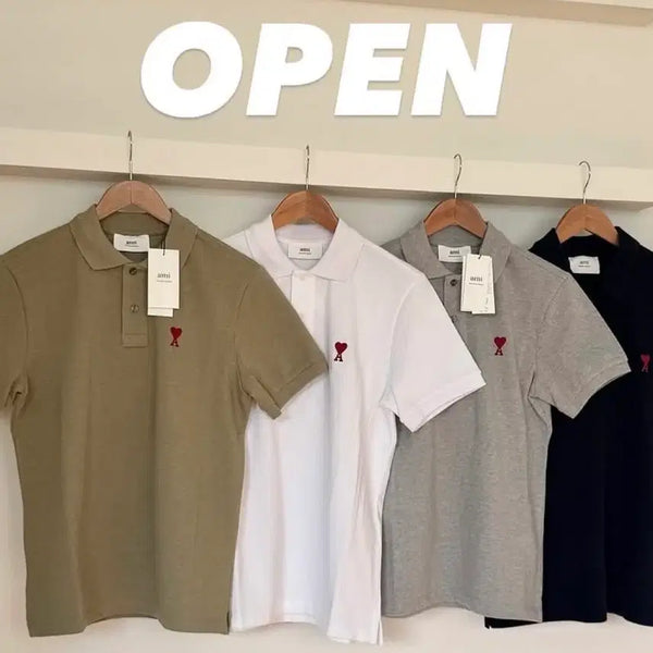 [BUNJANG] AMI Paris Small Heart Collar T-Shirt / 아미 스몰하트 카라 티셔츠