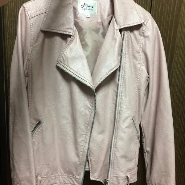 [BUNJANG] Baby Pink Leather Jacket / 영국 가죽자켓 베이비핑크