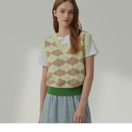 [BUNJANG] Thursday Island Argyle Pattern Color Block Jacquard Vest / 써스데이아일랜드 아가일변형 배색쟈가드베스트
