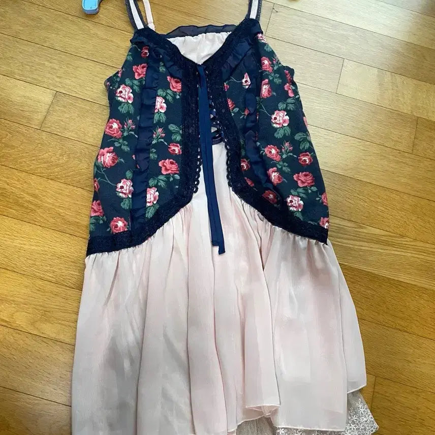 [BUNJANG] Axis Farm Vintage Rose Chiffon Dress / 엑시즈팜 빈티지 장미 쉬폰 원피스