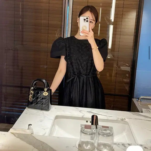 [BUNJANG] Bissini Swan Dress Black Petite Length / 바이씨니 제작 스완샤 원피스 블랙 키작녀