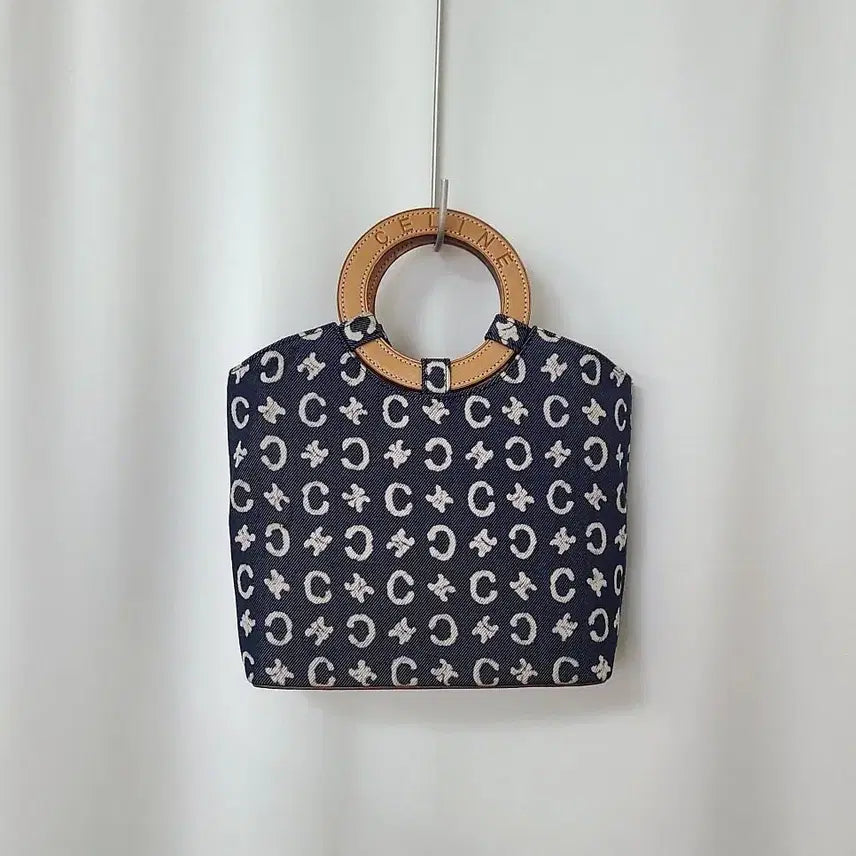 [BUNJANG] Celine Vintage C Pattern Denim Ring Handle Mini Tote Bag / 올드셀린느(CELINE) C패턴 데님 링 핸들 미니 토트백