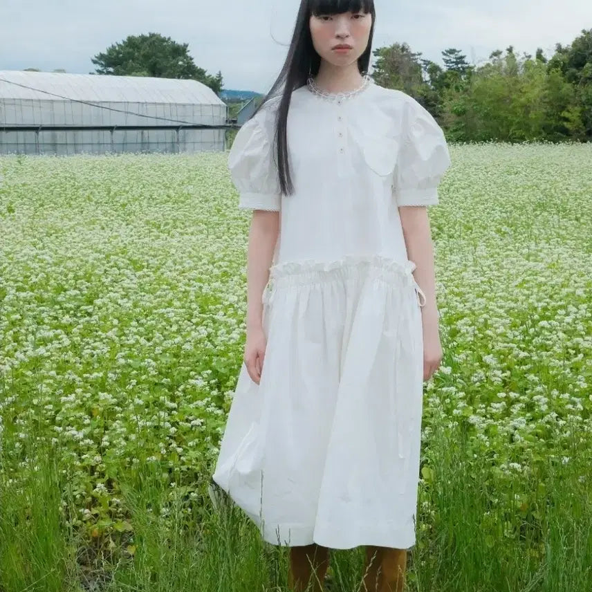 [BUNJANG] Fleta Lovely Puff Sleeve Ruffle Dress / 플레따