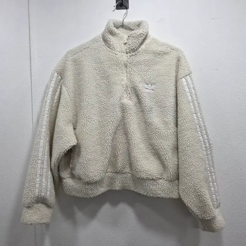 [BUNJANG] Adidas Fleece Cropped Half-Zip Sweatshirt / 아디다스 뽀글이 크롭 반집업