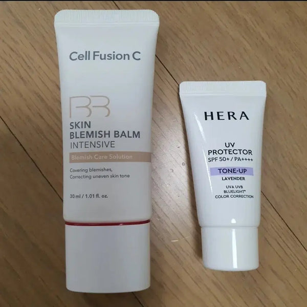 [BUNJANG] Cell Fusion C Blemish Balm Intensive Light BB Cream + Hera UV Protector Tone-Up Lavender Sun Cream / 셀퓨전씨 블레미쉬밤 라이트 비비크림 + 헤라 라벤더 톤업 선크림