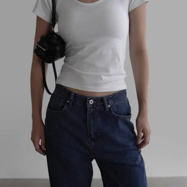 [BUNJANG] LaRoom Bunny T-Shirt Short Sleeve (White/Black) - Set of 2 / 라룸 버니 티셔츠 기본 반팔 흰색/블랙 2개