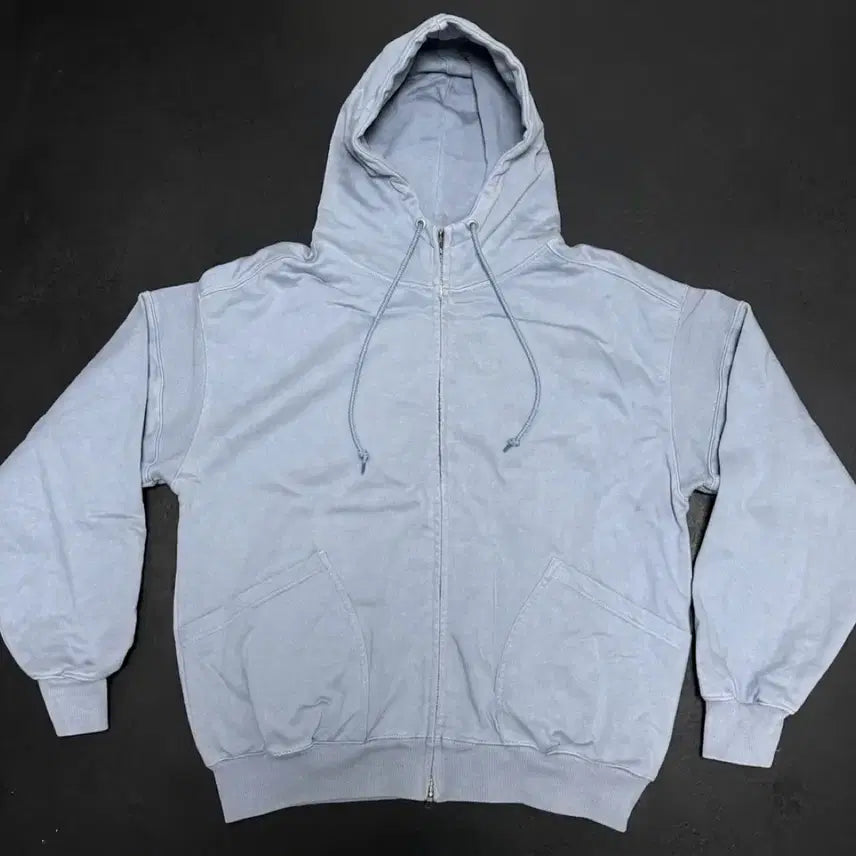 [BUNJANG] Espionage Lip Shoulder Hood Zip-up Misty Blue / 에스피오나지 립 숄더 후드집업 미스티 블루