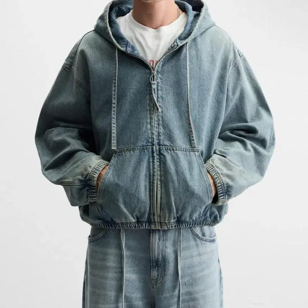 [BUNJANG] Zara Cropped Denim Hoodie / 자라 데님 후드